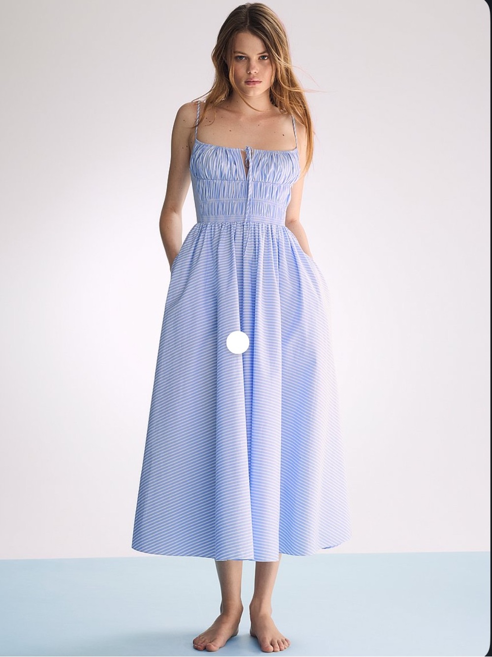 Altuzarra Light Blue and White Striped Midi Sundress